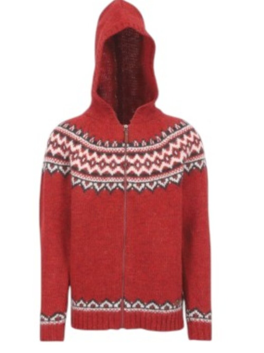 Icewear BRYNJUDALUR Icelandic wool knitted hooded sweater Red & Black